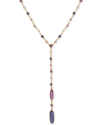 Anne Klein Gold-Tone Stone Lariat Necklace, 28