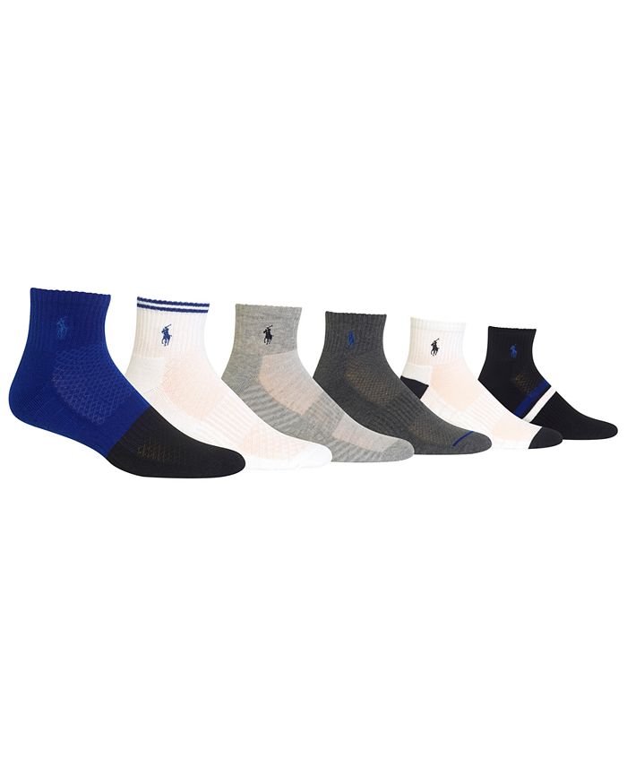 Polo Ralph Lauren Men's 6-Pk. Athletic Textured Quarter Socks & Reviews ...