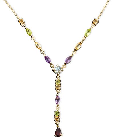 Victoria Townsend 18k Gold over Sterling Silver Necklace, Multistone and Diamond Accent Pear Drop Necklace