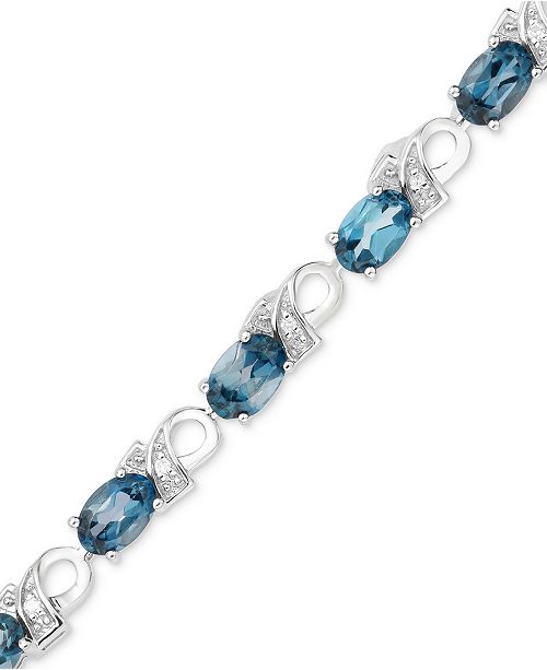 Macy's London Blue Topaz (7-1/2 ct. t.w.) & Diamond Accent Bracelet in ...