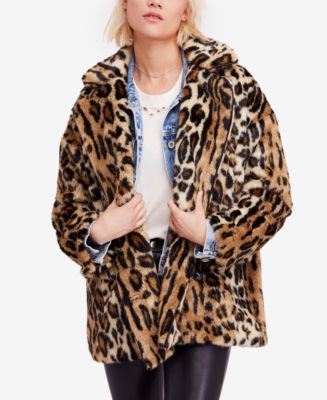 Free People Kate Leopard-Print Faux-Fur Coat - Macy's