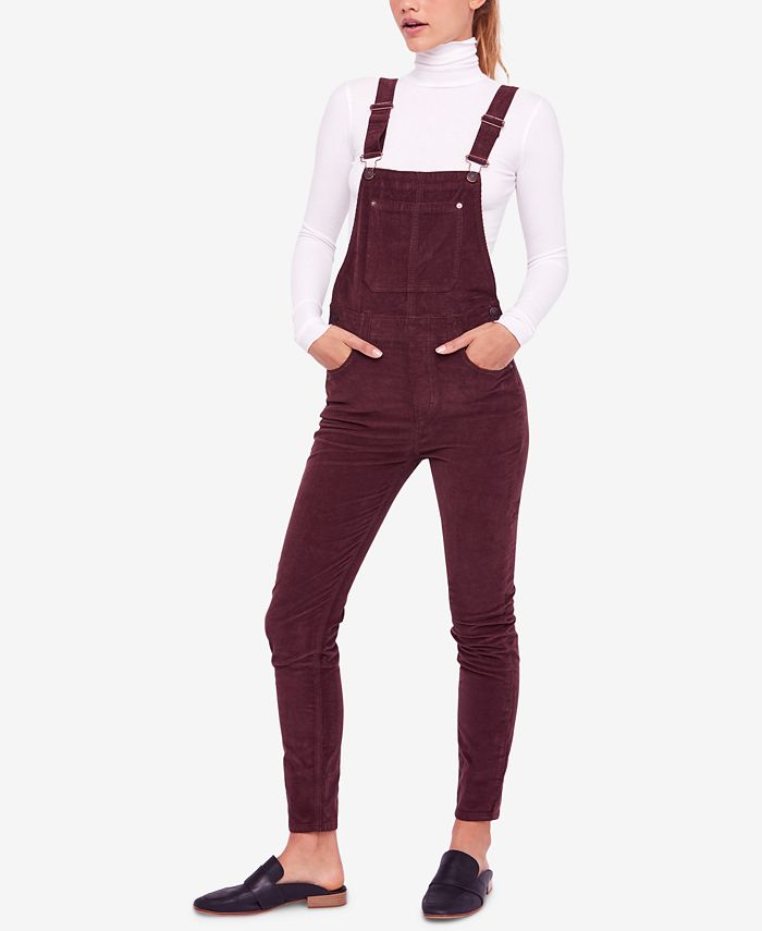 Free People Slim Ankle Corduroy Overalls Macy s
