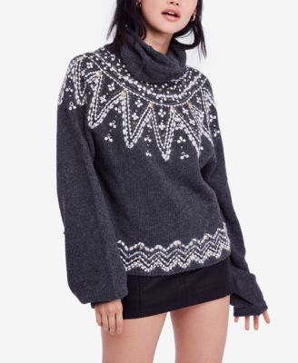 Free People - Treasure Embellished Cowl-Neck Sweater