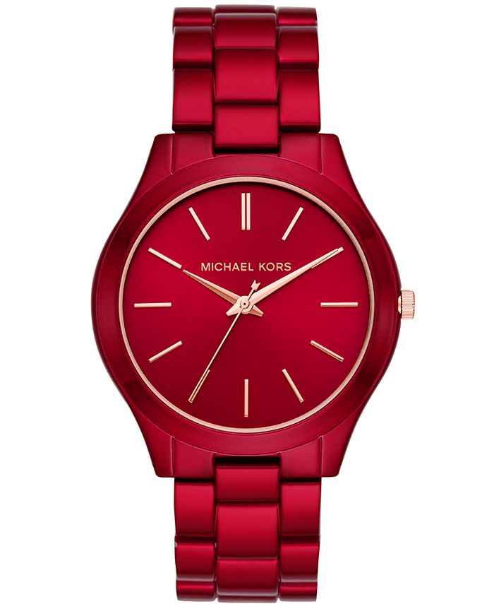 Michael Kors Women's Slim Runway Red-Tone Steel Bracelet Watch & Reviews - Macy's