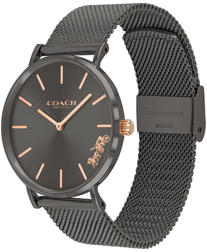 COACH Women's Perry Gray Stainless Steel Mesh Bracelet Watch 36mm Macy's