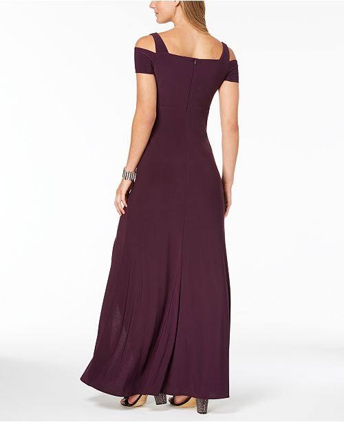 cold shoulder keyhole gown