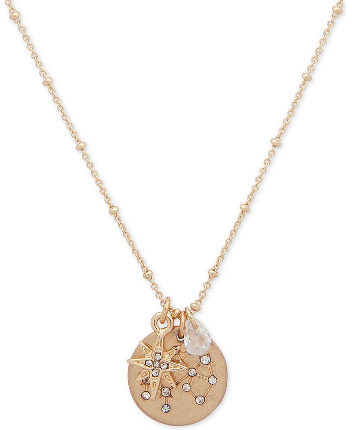 lonna lilly Gold Tone Pav Stone Zodiac Pendant Necklace 16