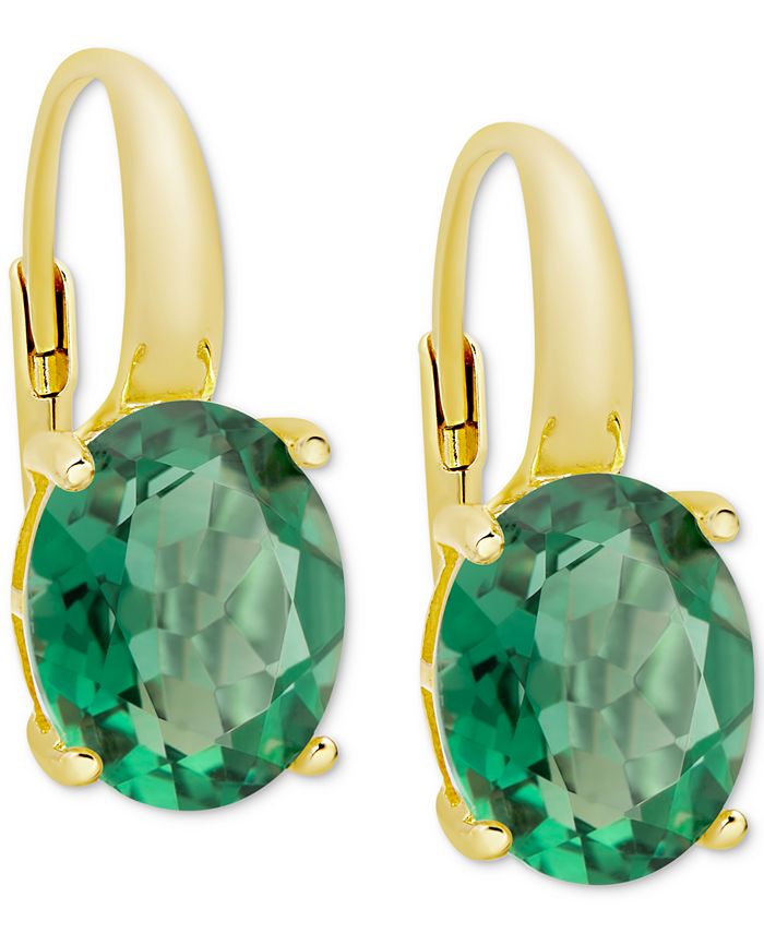 Macy's - Green Quartz Drop Earrings (4-3/4 ct. t.w.) in 14k Gold-Plated Sterling Silver