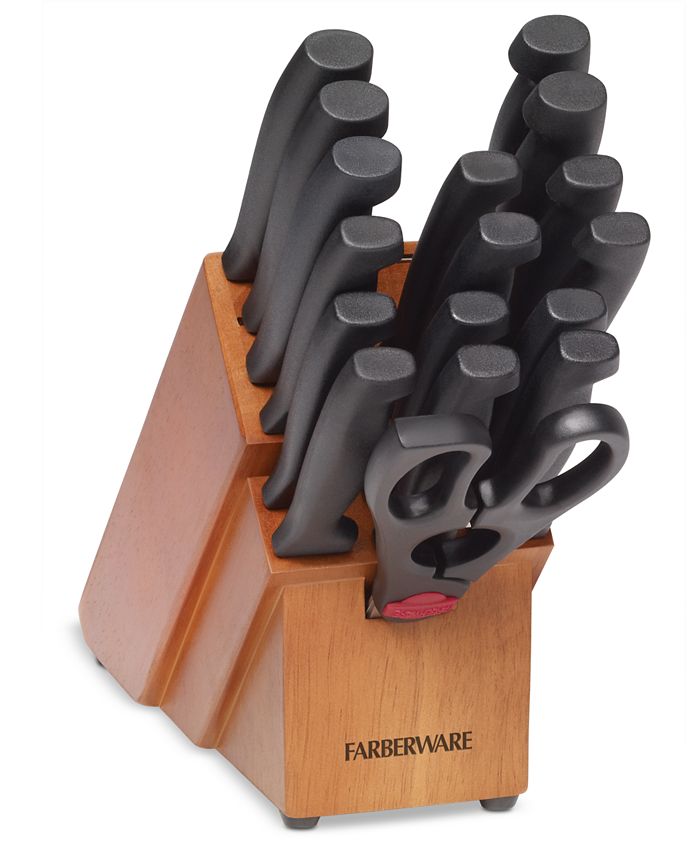 Farberware 15-Pc. White Handle Cutlery Block Set - Macy's
