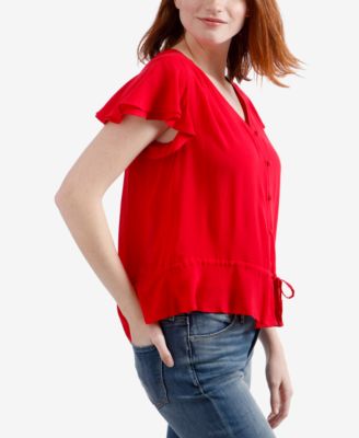 Lucky Brand Plus Size Printed Flutter-Sleeve Top - Macy's