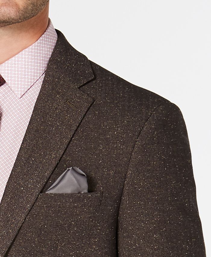 Sean John Men's SlimFit Stretch Brown Herringbone Suit Jacket Macy's