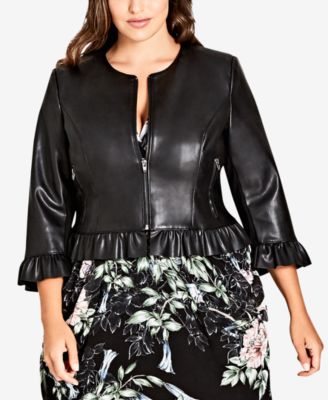 cropped plus size leather jacket