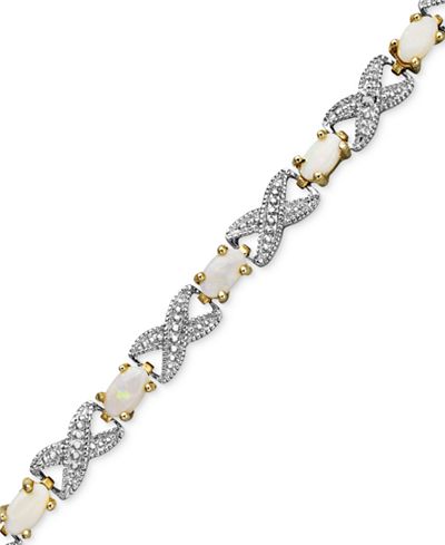 Victoria Townsend 18k Gold over Sterling Silver Bracelet, Opal (2 ct. t.w.) and Diamond Accent Bracelet