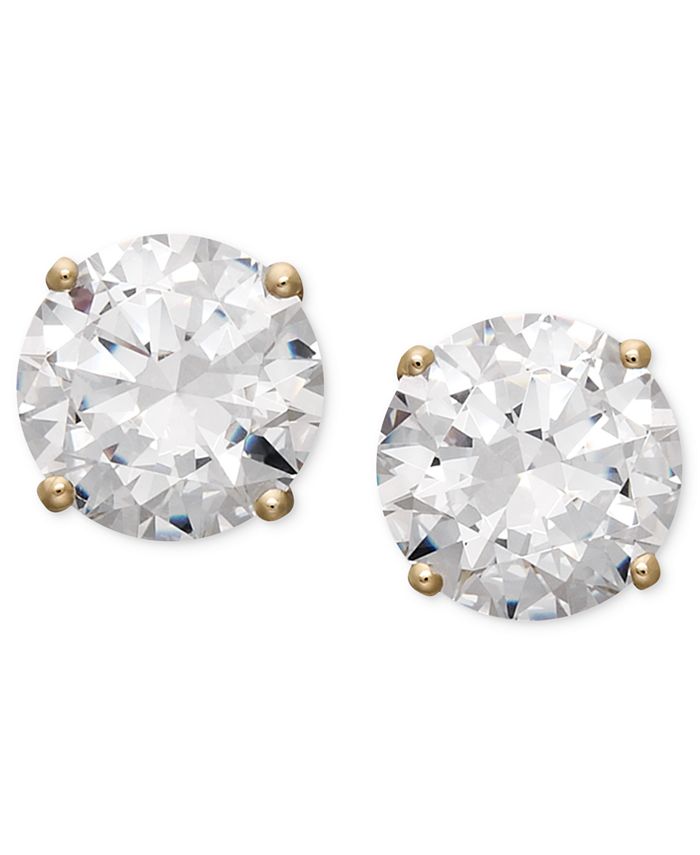 Arabella 14k Gold Earrings Swarovski Zirconia Round Stud Earrings
