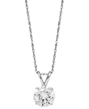 image of Arabella 14k White Gold Necklace, Swarovski Zirconia Round Pendant (2-1/6 ct. t.w.)