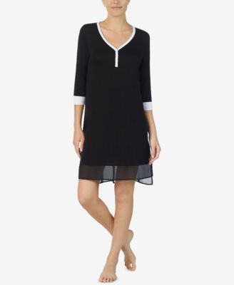 DKNY Women's Colorblocked Chiffon-Hem Sleepshirt Nightgown 