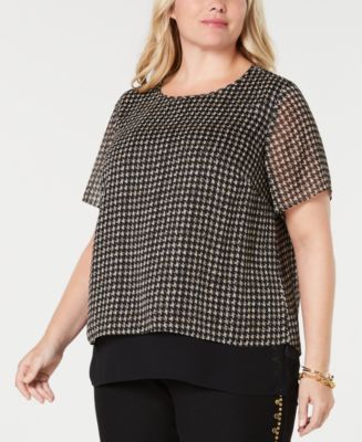 Michael Kors Women's Plus Layered Split Back Top White Size 0X
