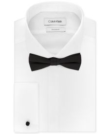 X Men's Extra-Slim Fit Formal White French Cuff Tuxedo Dress Shirt & Pre-Tied Solid Bow Tie Set