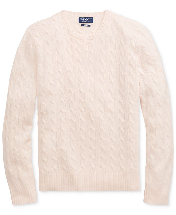 Polo Ralph Lauren Men's Pink Pony Cable Knit Cashmere Sweater & Reviews ...