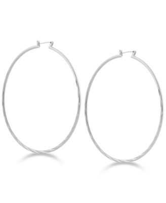 Guess 2 34 Textured Large Hoop Earrings - Silver 17$