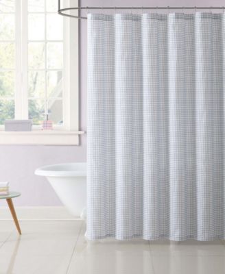 My World - Laura Hart Kids Printed Gingham Shower Curtain Purple