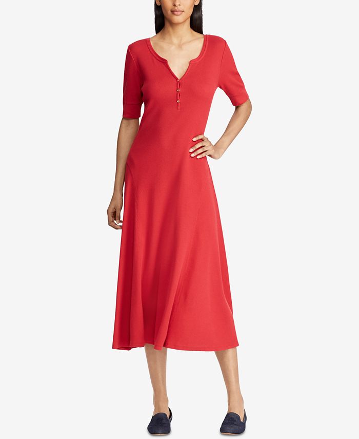 Lauren Ralph Lauren Fit & Flare Cotton Dress - Macy's