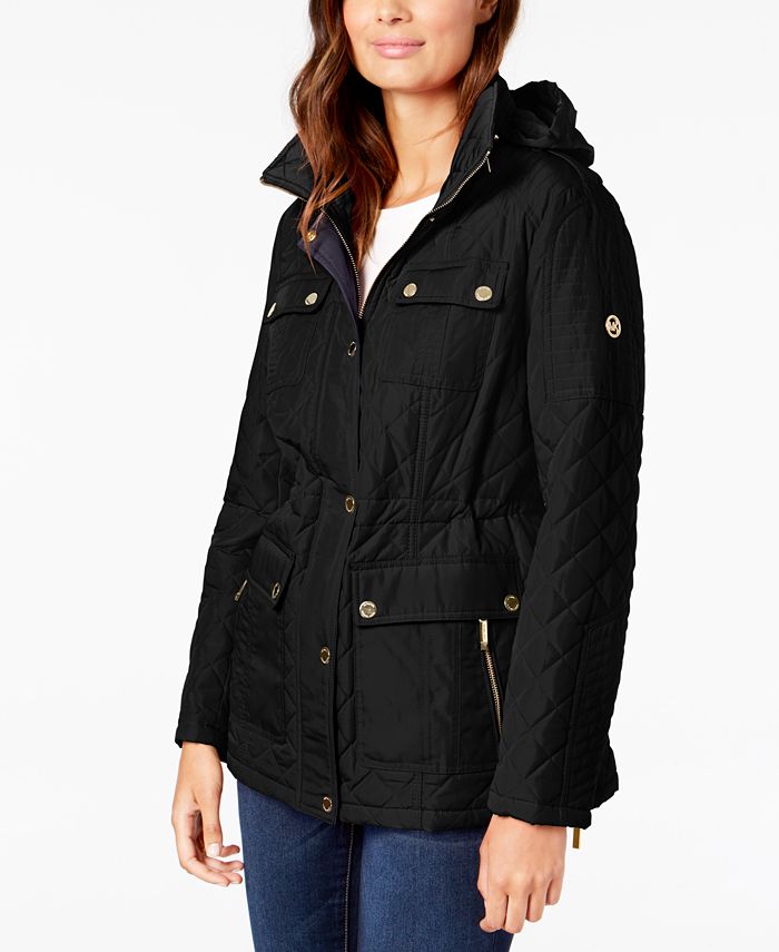 Michael Kors Petite Hooded Quilted Coat - Macy's