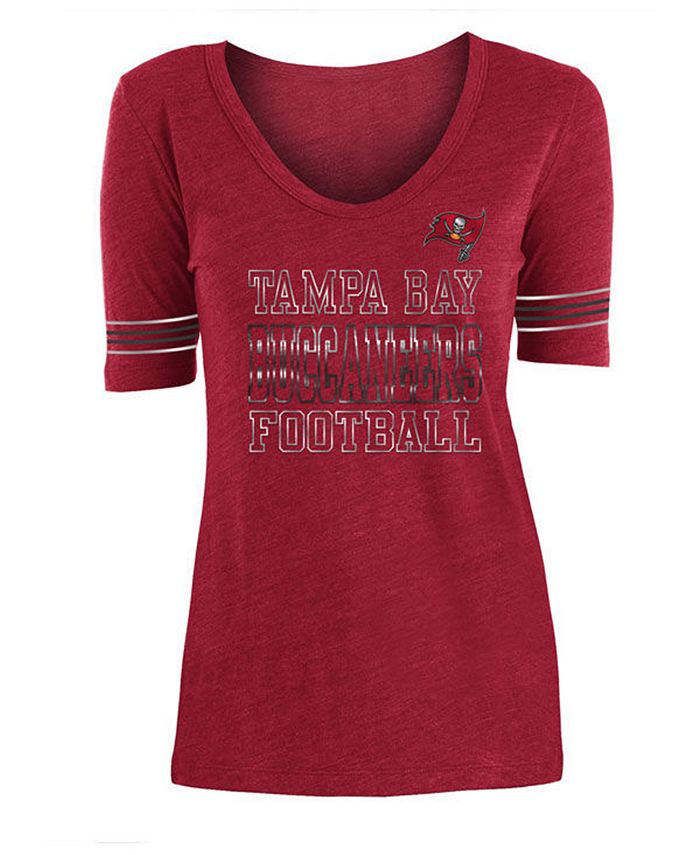 Tampa Bay Buccaneers Women's Deep V-neck T-shirts Casual Summer Tops Fans Gift