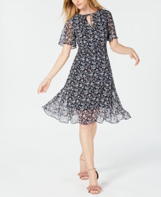 Maison Jules Floral Print Flutter Sleeve Dress Created for Macy s Macy s