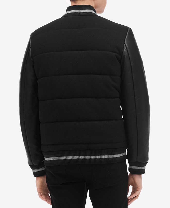 Calvin Klein Men's MixMedia Varsity Jacket Macy's