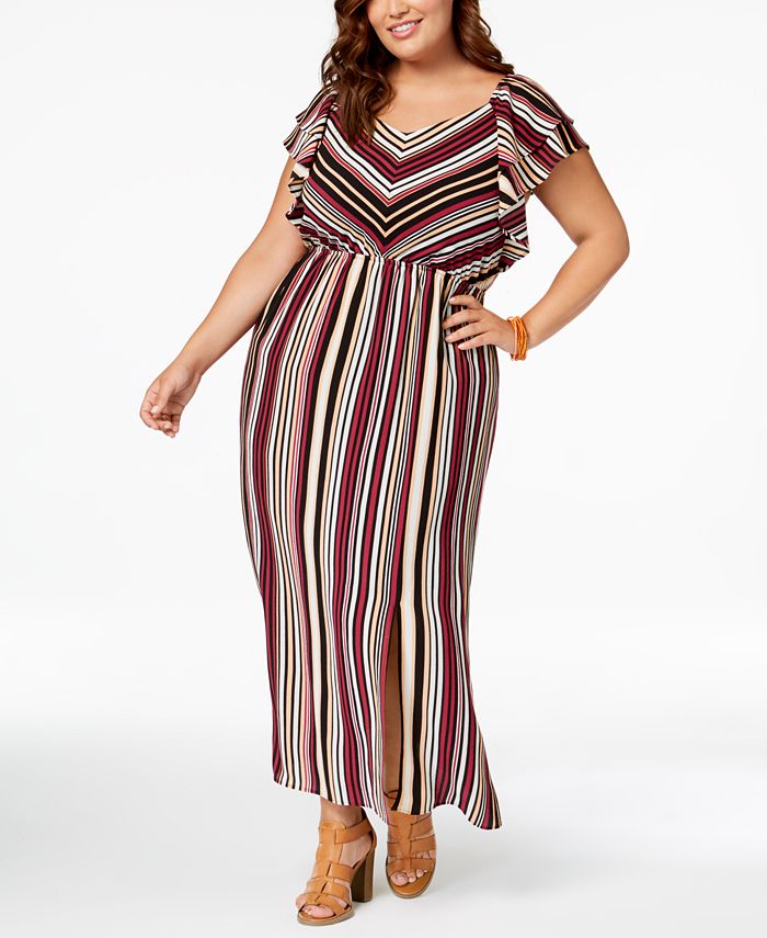 Monteau Trendy Plus Size Striped Maxi Dress - Macy's