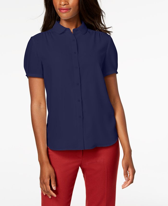 Anne Klein Shirred Button-Front Blouse, Created for Macy's & Reviews ...