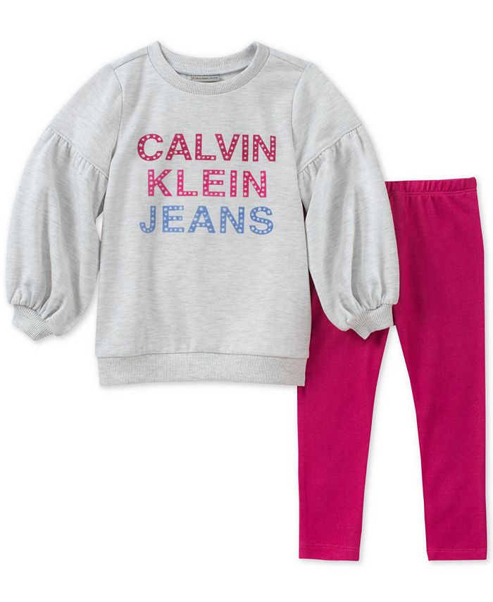 Calvin Klein Little Girls 2-Pc. Sweatshirt & Leggings Set & Reviews ...