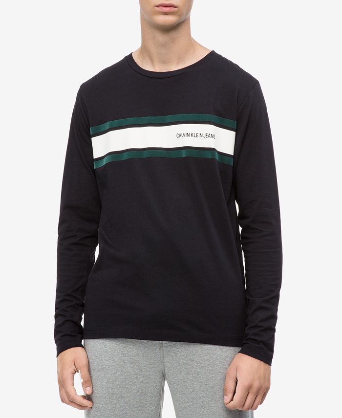Calvin Klein Jeans Men's Long-Sleeve Striped T-shirt & Reviews - Casual ...