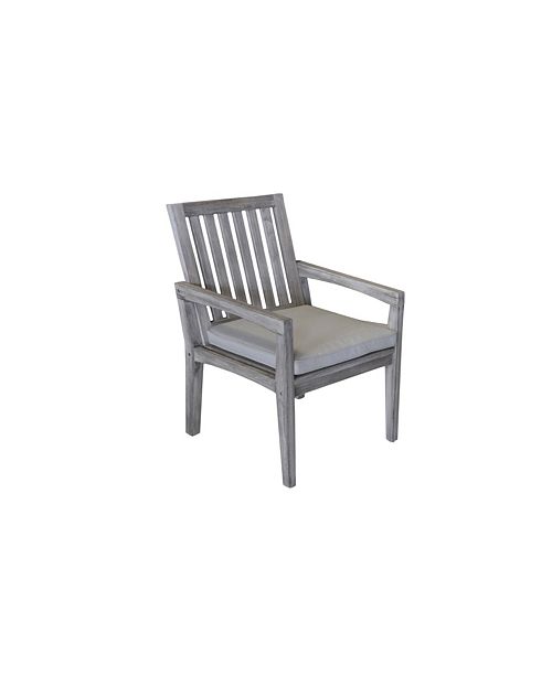 Courtyard Casual Driftwood Teak Surf Side Outdoor Dining Chair With Cushion Reviews Furniture Macy S