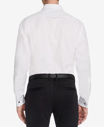 Michelsons - Men's Classic/Regular Fit Solid French Cuff Tuxedo Shirt