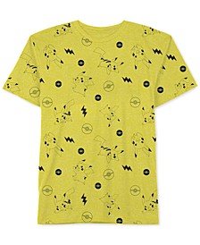 Pokémon Big Boys Pikachu All Over Print Crewneck T-Shirt