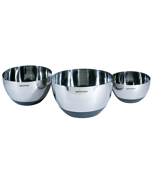 Epicurious Stainless Steel Set of 3 Mixing Bowls with Silicone Base & Reviews Home Macy's