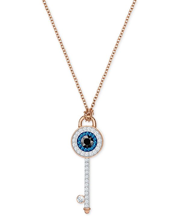 Swarovski Rose GoldTone Crystal Evil Eye & Key 143/4" Pendant