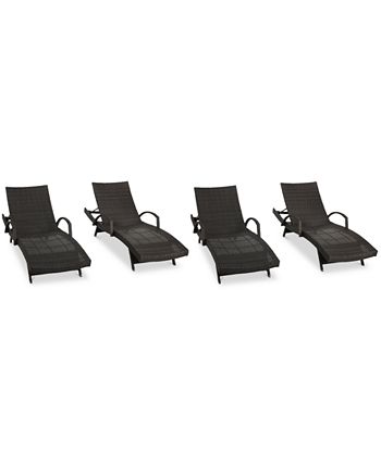 Noble House - Ventura Outdoor Chaise Lounge (Set Of 4), Quick Ship