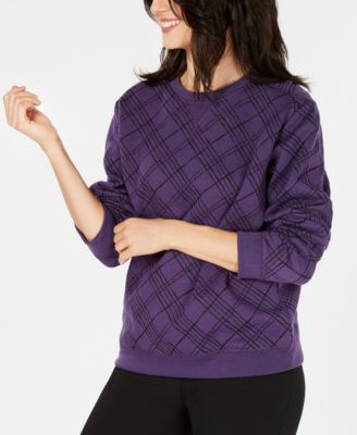 Karen Scott Petite Plaid Sweatshirt, Created For Macy's & Reviews ...