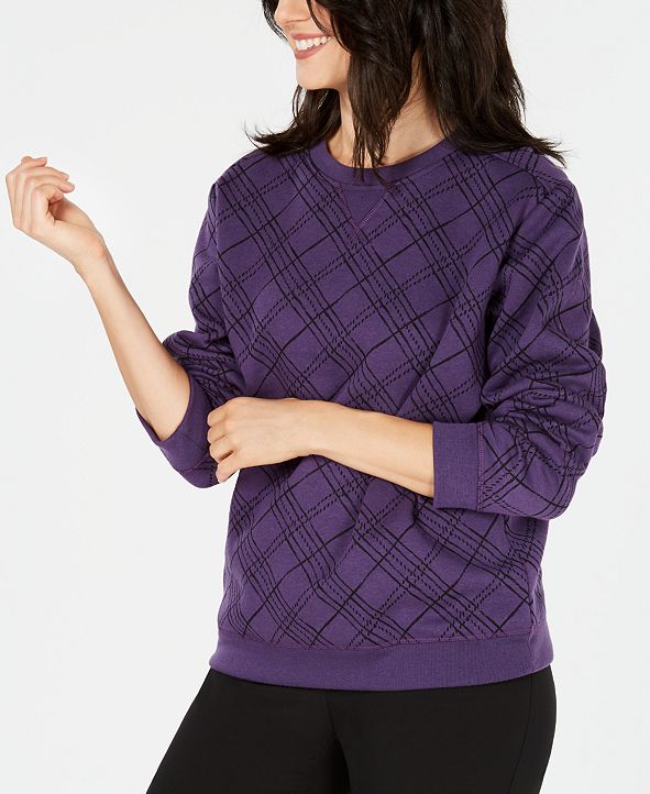 Karen Scott Plaid CrewNeck Sweatshirt, Created for Macy's & Reviews