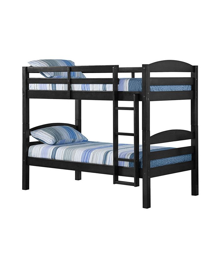 Walker Edison Solid Wood Twin over Twin Bunk Bed Black Macy's