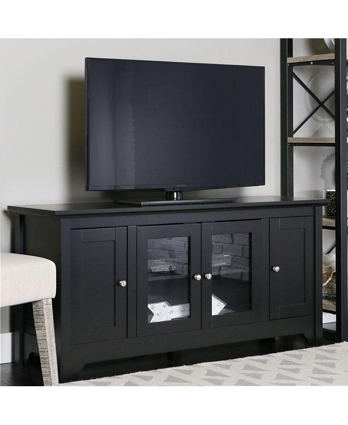 Walker Edison 52" Wood TV Media Stand Storage Console Black Macy's