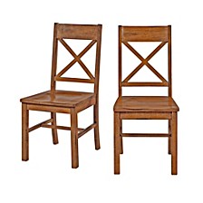 Antique Brown Wood Dining Kitchen Chairs, Set of 2