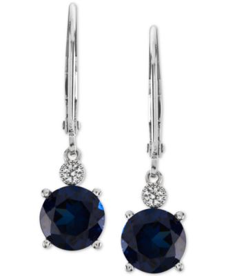 Lab-Grown Sapphire (2-7/8 ct. t.w.) & White Sapphire Accent Drop Earrings in Sterling Silver (Also Available in Lab-Grown Ruby)