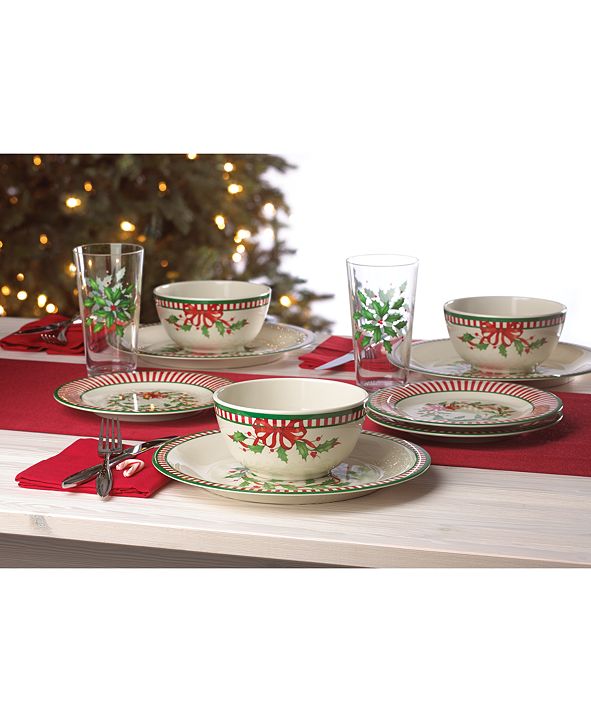 Lenox Holiday Holiday Stripe Melamine Accent Plates, Set of 4 & Reviews Dinnerware Dining