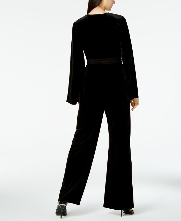 Calvin Klein Wide-Leg Velvet Jumpsuit - Macy's