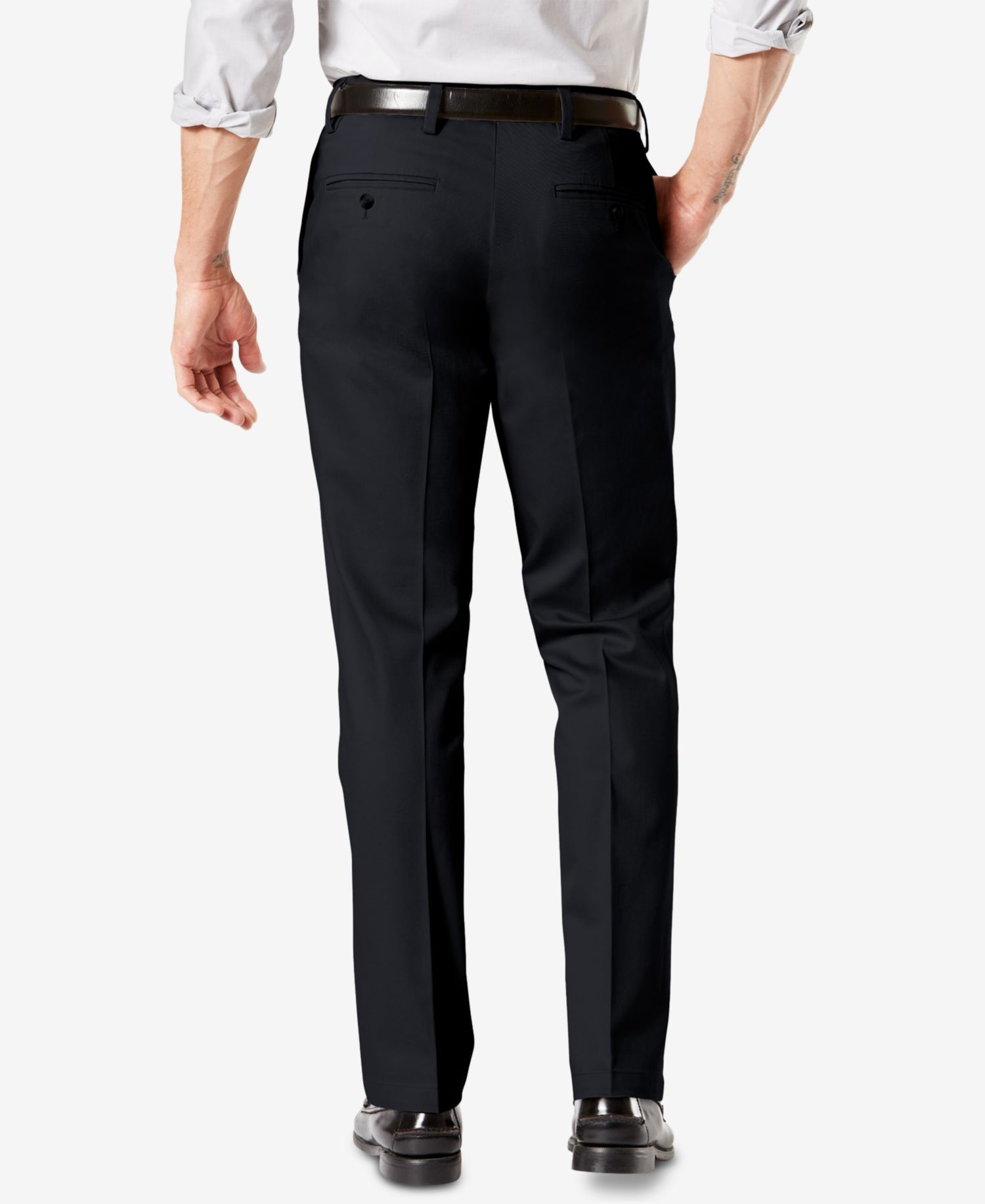 Men's Signature Lux Cotton Straight Fit Creased Stretch Khaki Pants