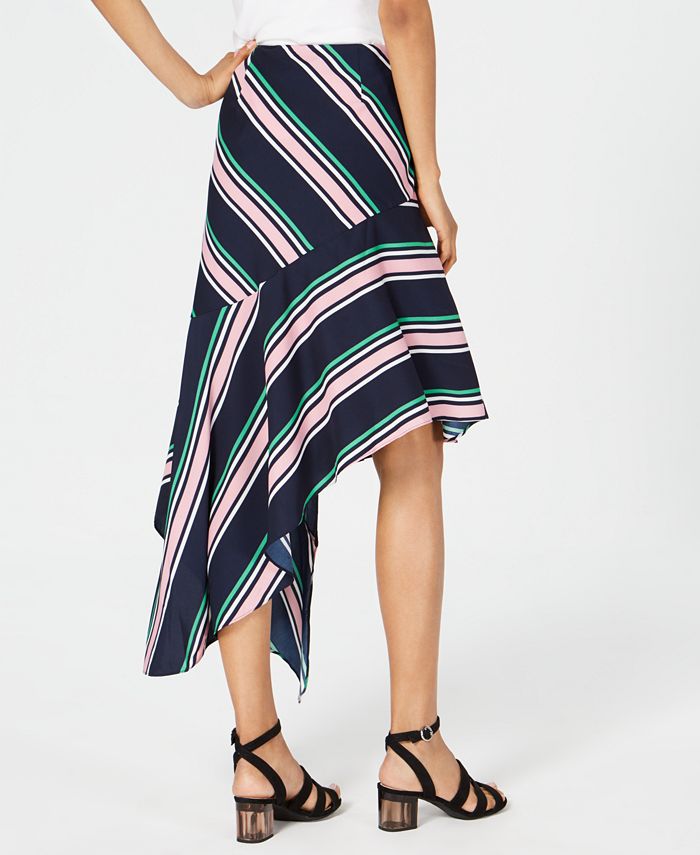 Bar III Striped Asymmetrical Skirt, Created for Macy's - Macy's